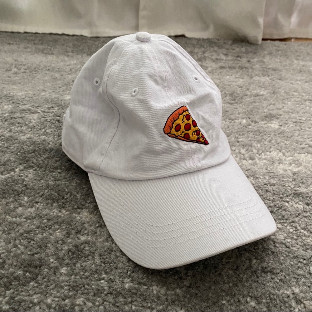 pizza and sriracha logo caps